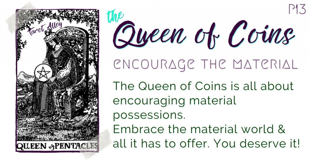 Intro: Queen of Coins Tarot Card Meaning - encourage the material