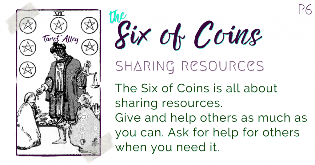 Intro: Six of Coins Tarot Card Meaning - sharing resources